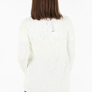 Molly Bracken lightweight  open front mid length black lace trim cardigan M